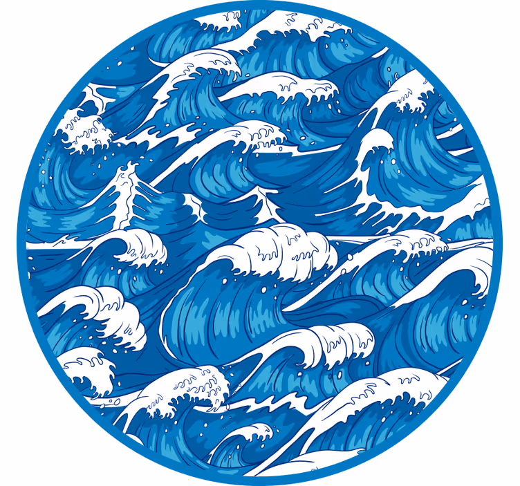 Toile fenêtre chambre vagues japonaises - TenStickers