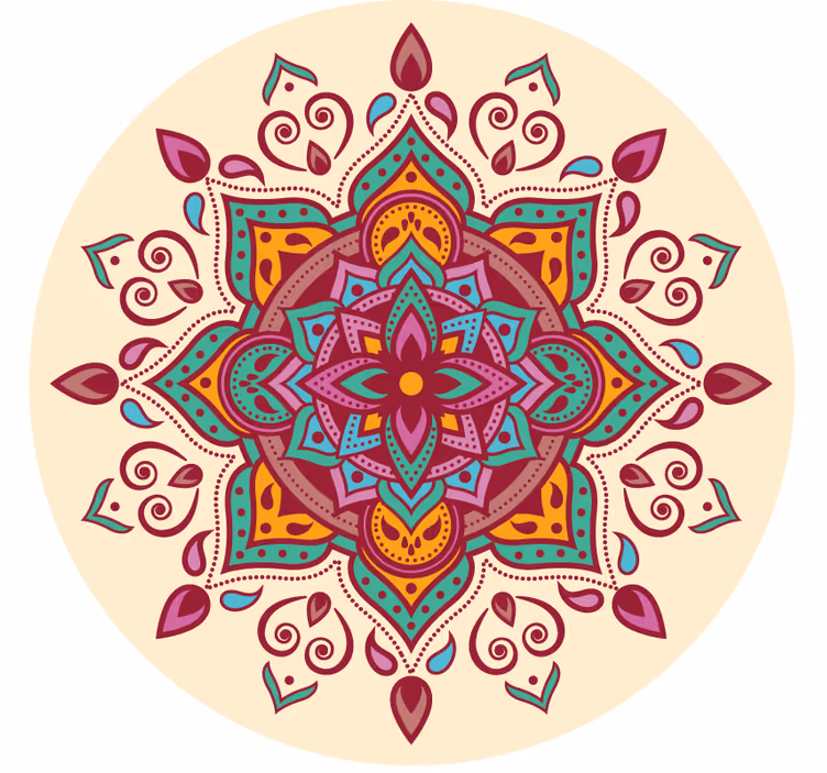 Toile fenêtre chambre mandala rose pâle - TenStickers