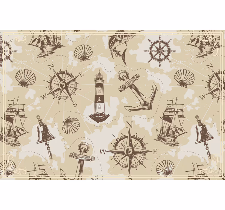 Toile fenêtre chambre objets marins - TenStickers