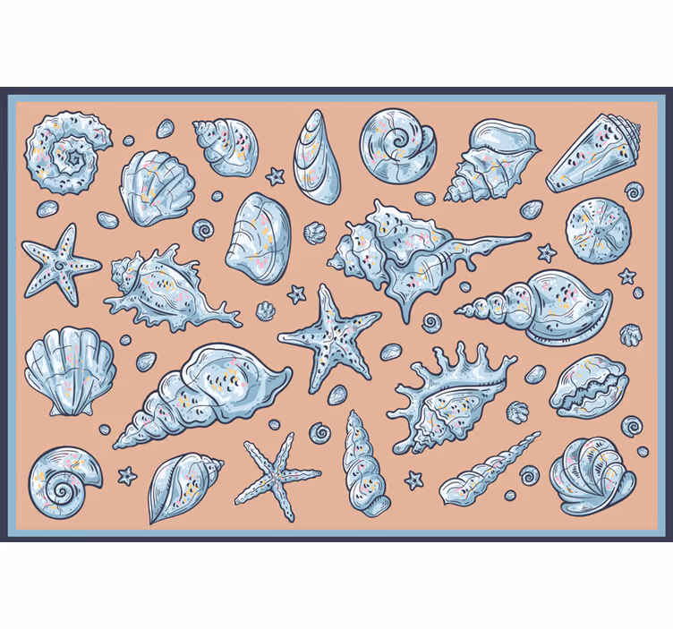 Toile fenêtre chambre croquis de coquillages - TenStickers
