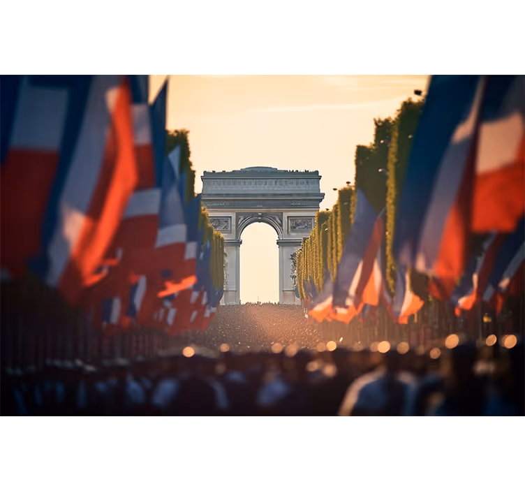 Toile fenêtre salon fête nationale à paris - TenStickers