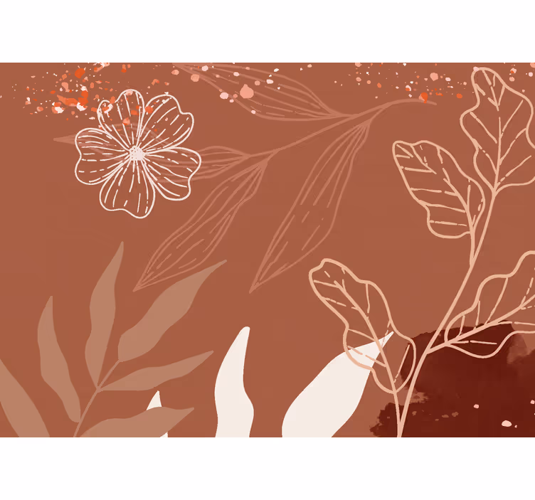 Toile fenêtre salon design de feuilles minimalistes - TenStickers
