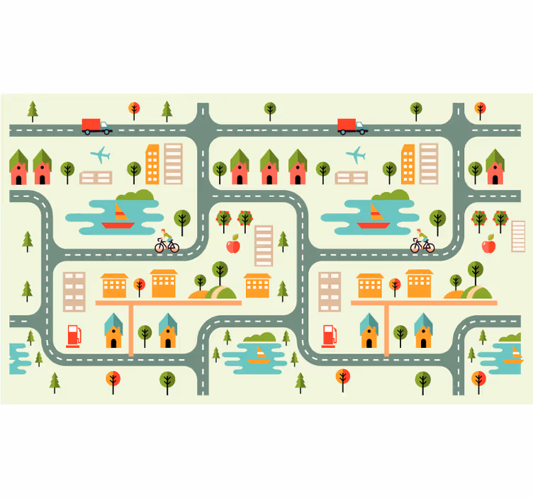 Toile fenêtre chambre enfant et tapis de route enfants - TenStickers