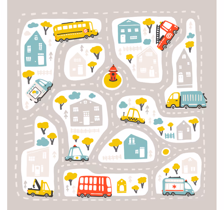 Toile fenêtre chambre enfant style nordique urbain - TenStickers