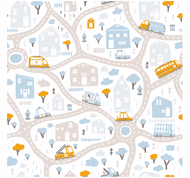 Toile fenêtre chambre enfant carte routière doodle - TenStickers