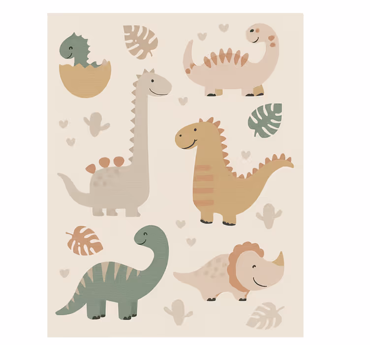 Toile fenêtre chambre enfant design jurassic beige - TenStickers