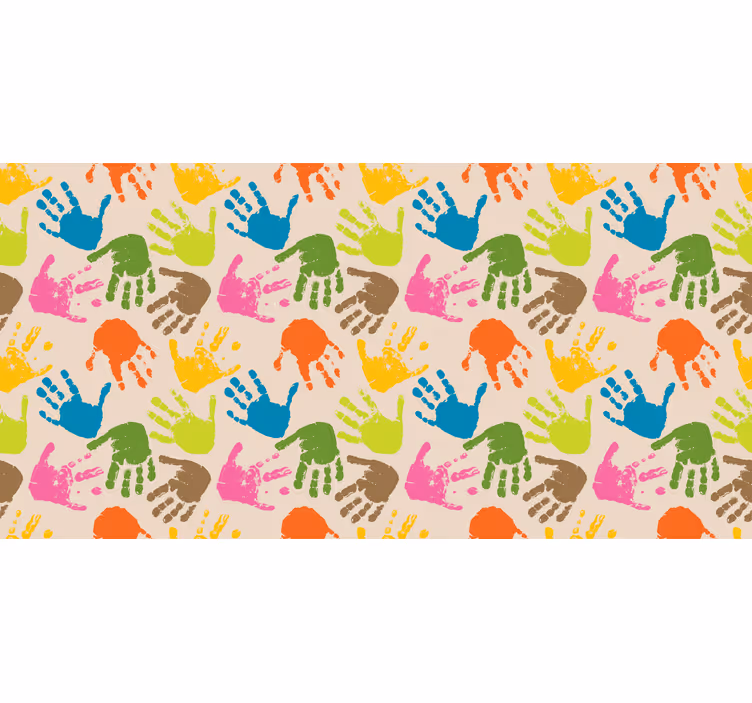 Toile fenêtre chambre enfant mains aquarelle beige - TenStickers