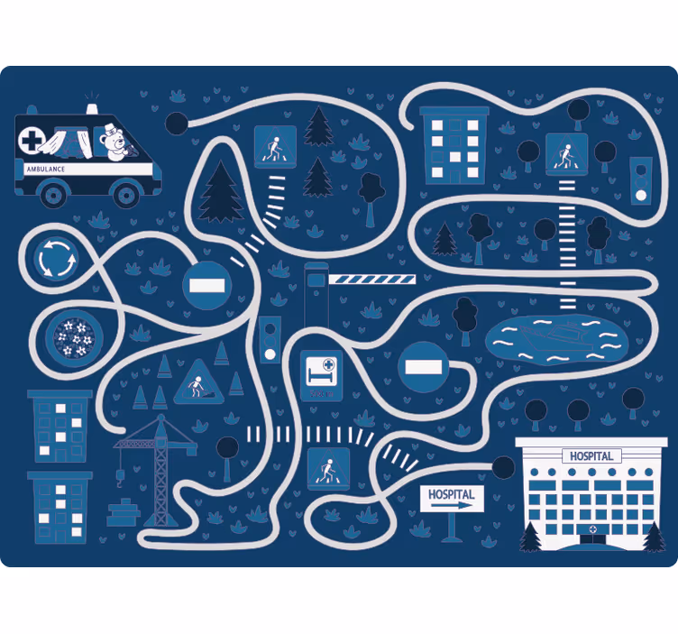 Toile fenêtre chambre enfant route bleue nordique - TenStickers