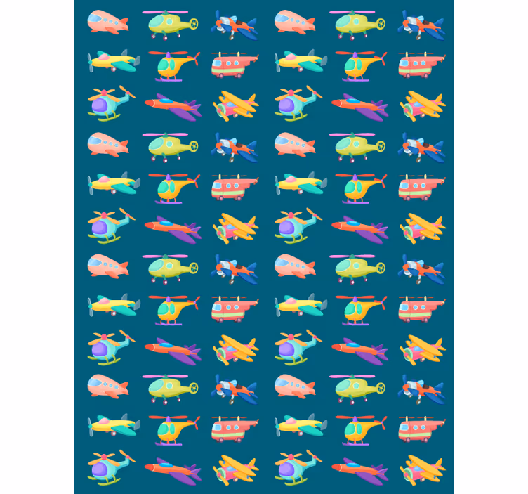 Toile fenêtre chambre enfant avions et aéronefs colorés - TenStickers