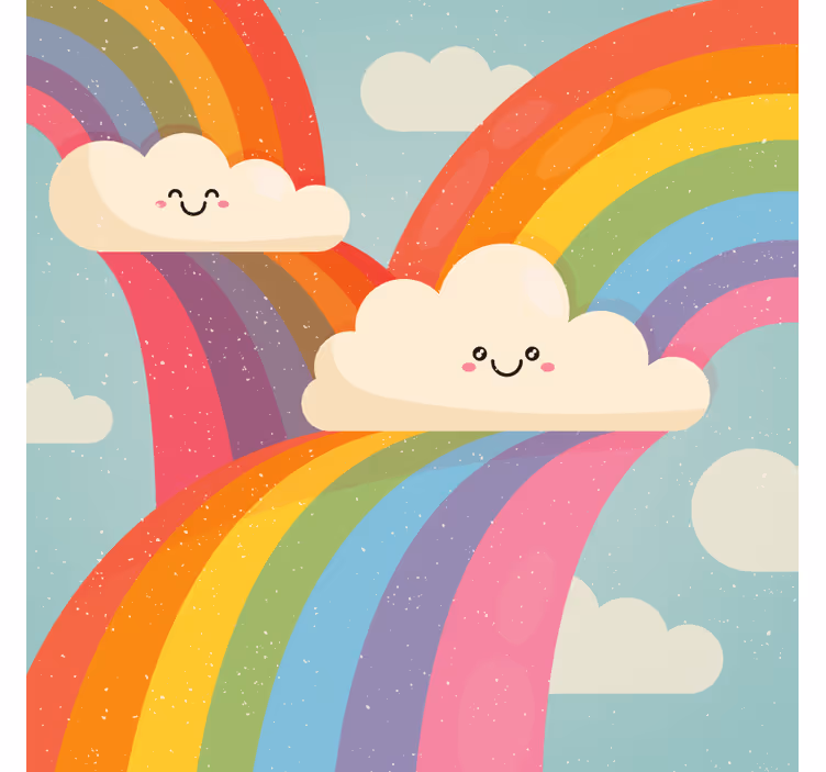 Toile fenêtre chambre enfant arc-en-ciel dans les nuages - TenStickers