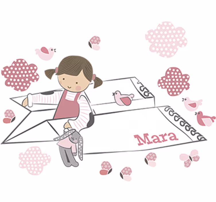 Toile fenêtre chambre enfant décorative avion fille - TenStickers