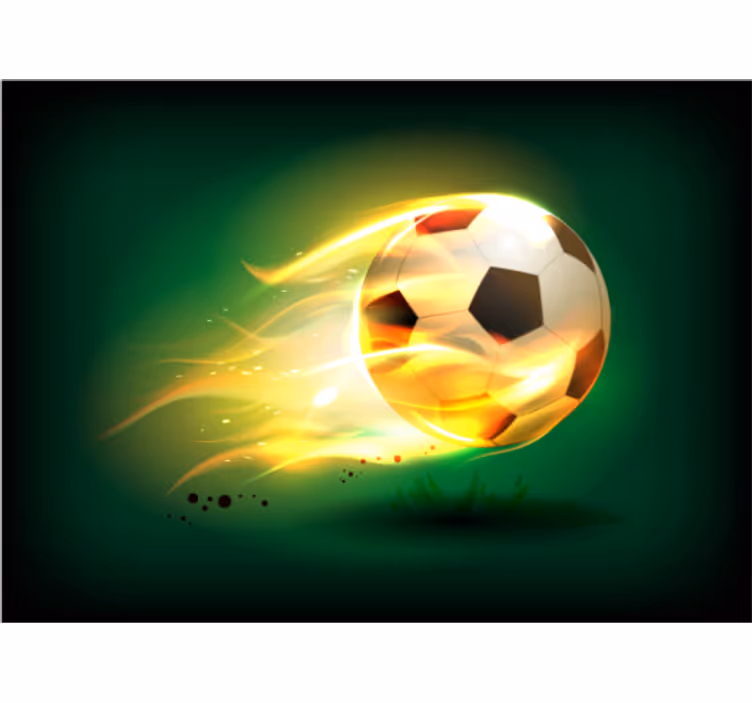 Toile fenêtre chambre enfant football enflammé - TenStickers
