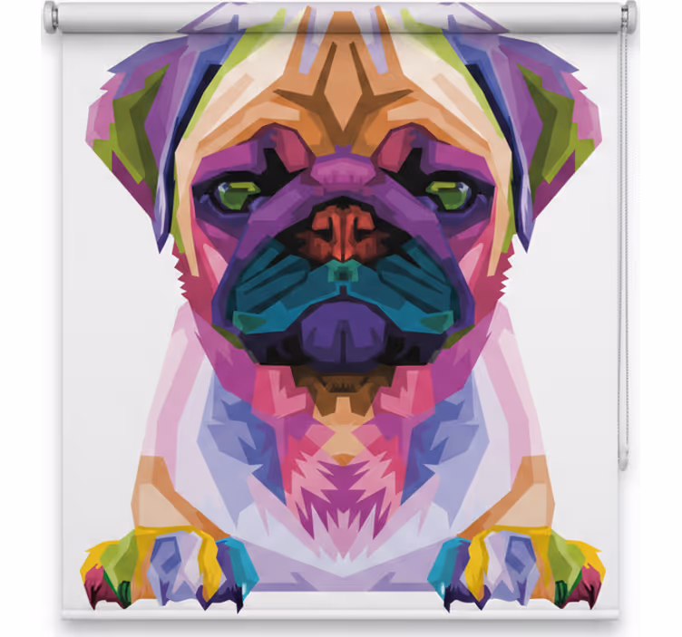 Toile fenêtre chambre enfant animaux géométriques chien - TenStickers