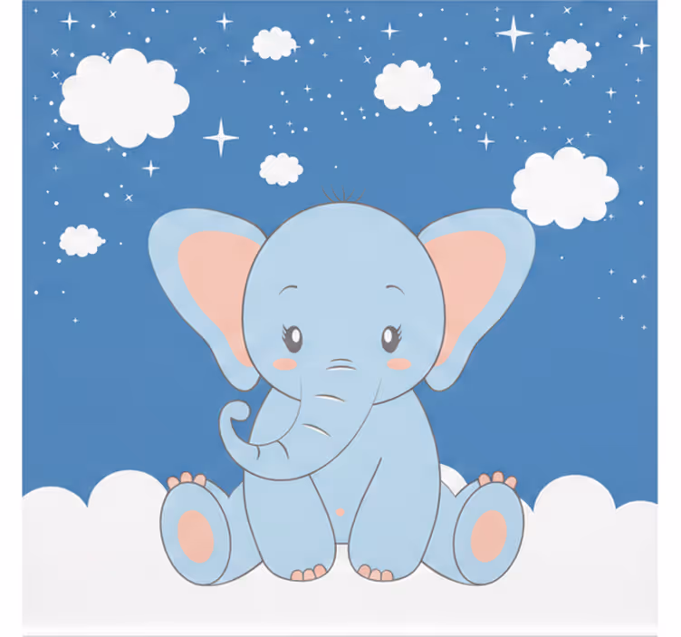 Toile fenêtre chambre enfant éléphant bleu mignon - TenStickers