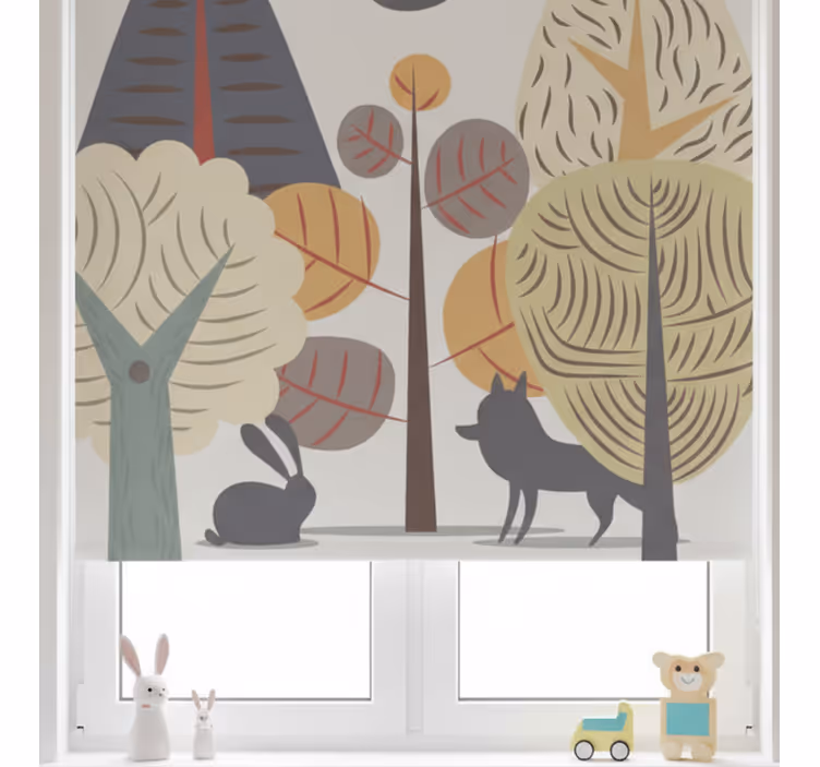 Toile fenêtre chambre enfant forêt joyeuse pastel - TenStickers