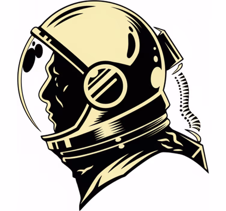 Toile fenêtre chambre enfant astronaute vintage monochrome - TenStickers