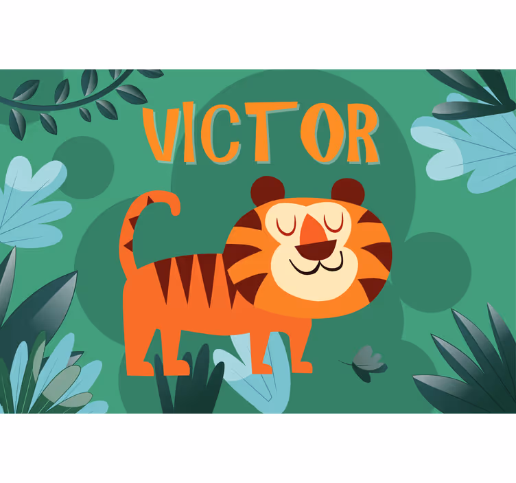 Toile fenêtre chambre enfant tigre mignon personnalisé - TenStickers