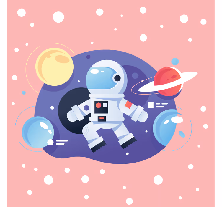 Toile fenêtre chambre enfant symboles de spationautes - TenStickers