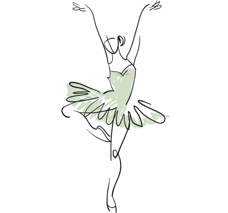 Toile fenêtre chambre adolescent esquisse ballerine - TenStickers