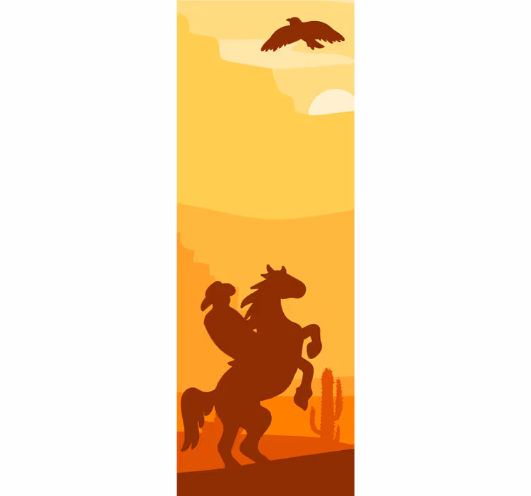 Toile fenêtre chambre adolescent paysage cowboy - TenStickers