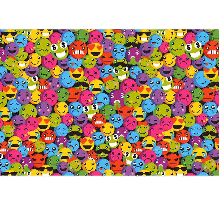 Toile fenêtre chambre adolescent composition emoji - TenStickers