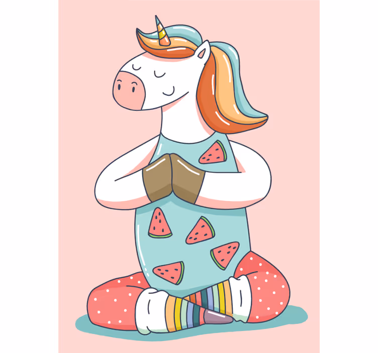 Toile fenêtre chambre adolescent licorne fitness - TenStickers