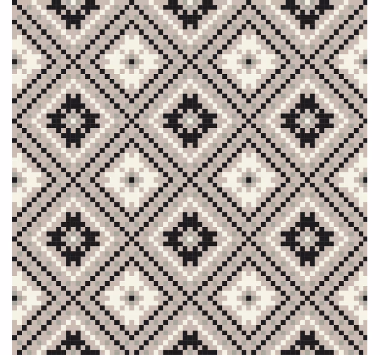 Toile fenêtre beige motif losanges nordiques - TenStickers