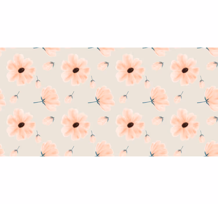 Toile fenêtre beige motif grandes fleurs aquarelle - TenStickers