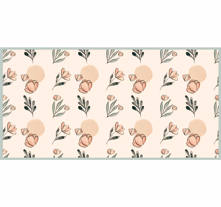 Toile fenêtre beige fleurs pastel modernes aquarelle - TenStickers