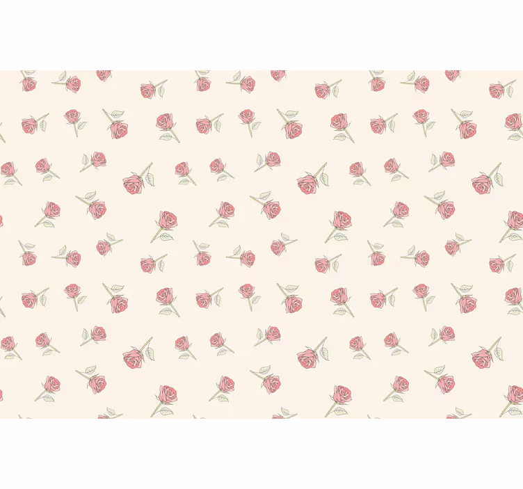 Toile fenêtre beige motif rose vintage romantique - TenStickers
