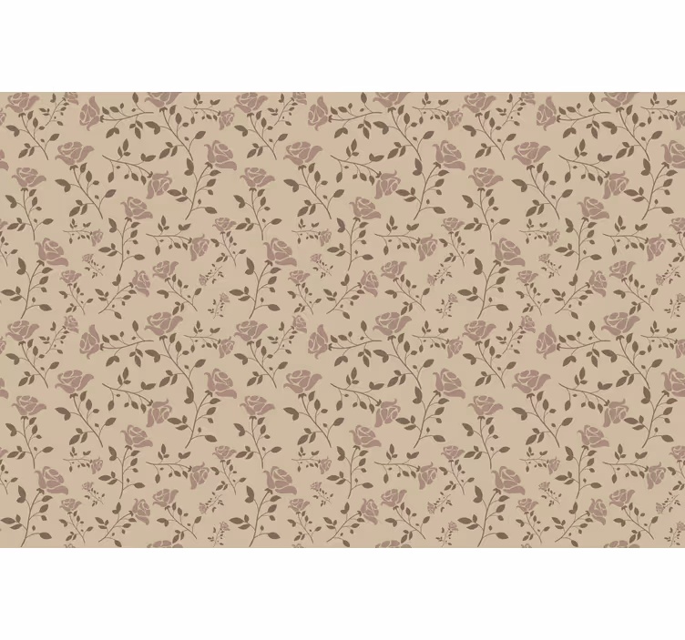 Toile fenêtre beige motif rose vintage marron - TenStickers
