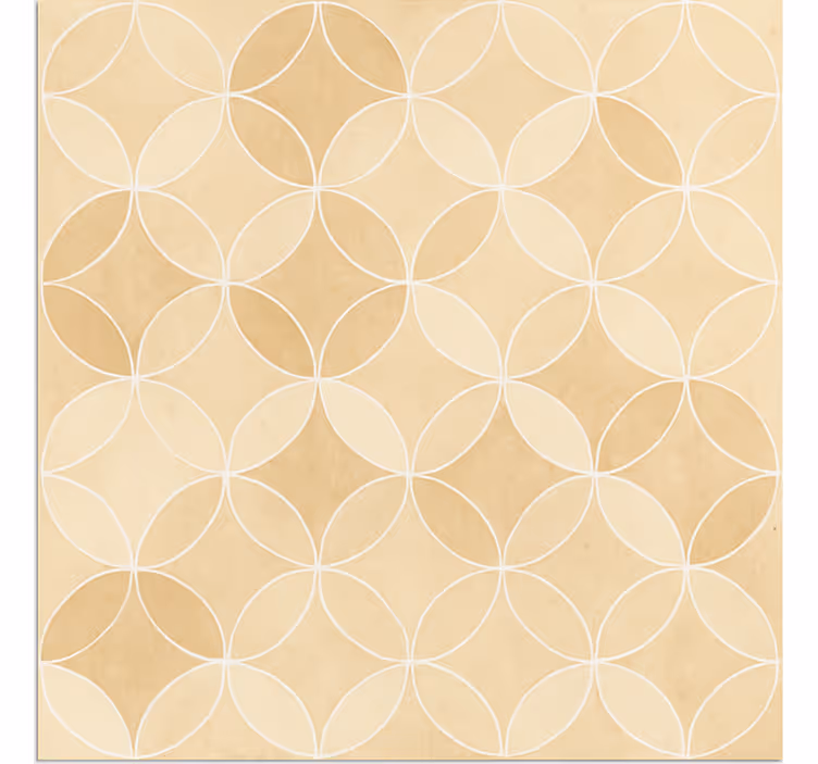 Toile fenêtre beige cercles géométriques superposés - TenStickers