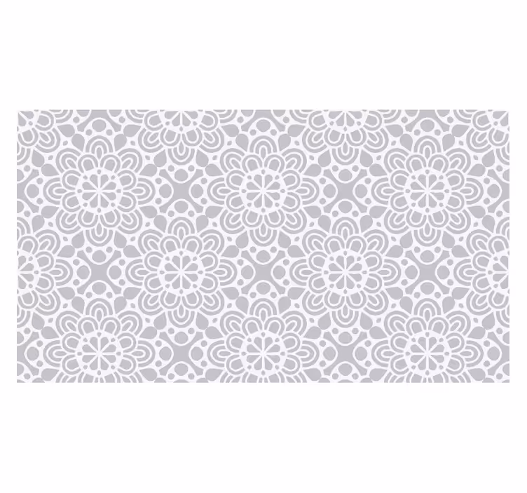 Toile blanche fenêtre tapis vinyle motifs fleuris gris - TenStickers