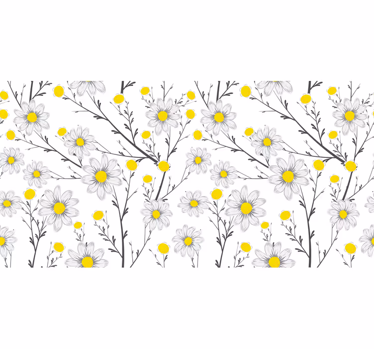 Toile blanche fenêtre fleur marguerite classique - TenStickers