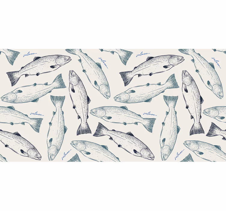 Toile fenêtre salle de bain poisson saumon - TenStickers
