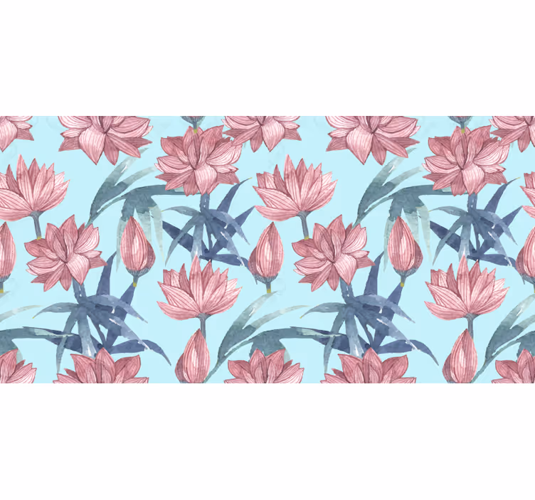 Toile fenêtre fleur aquarelle bleue - TenStickers