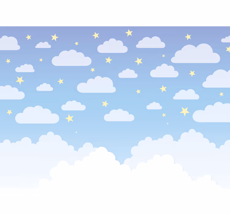 Toile fenêtre chambre bébé nuages et étoiles - TenStickers
