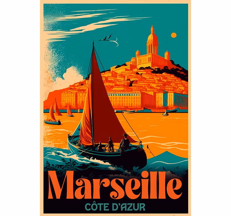 Toile fenêtre vintage marseille côte d'azur - TenStickers
