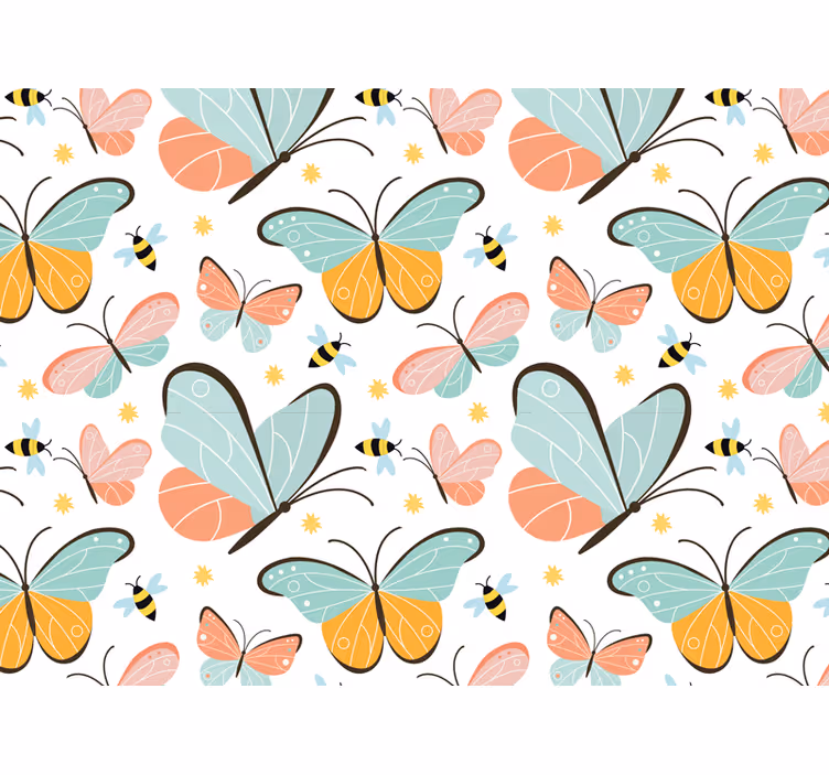 Toile fenêtre animaux papillons et abeilles - TenStickers
