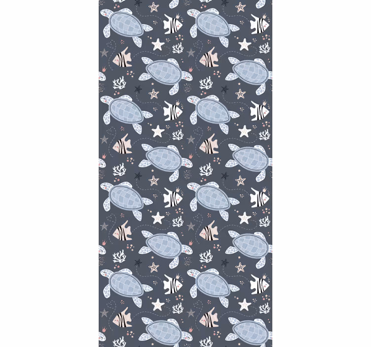 Toile fenêtre animaux tortues et poissons sous la mer - TenStickers