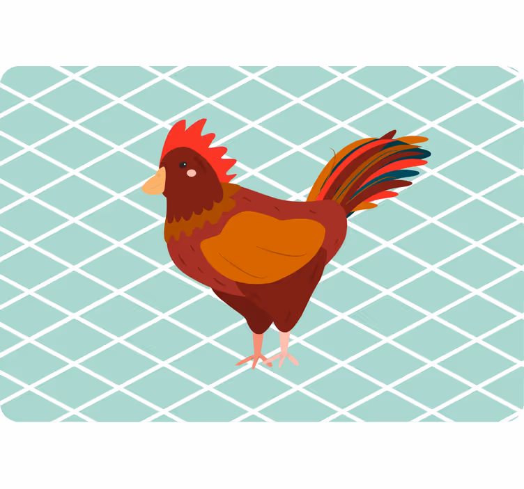 Toile fenêtre animaux coq rouge de profil - TenStickers