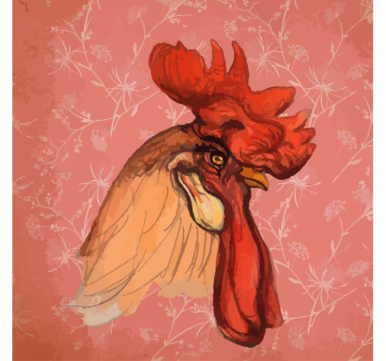 Toile fenêtre animaux illustration de coq - TenStickers