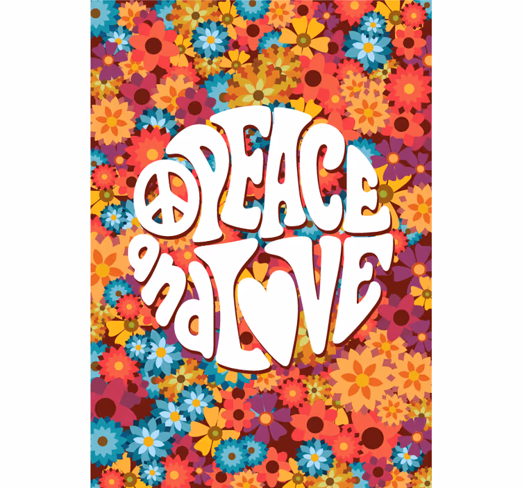 Toile fenêtre avec phrase paix et amour - TenStickers