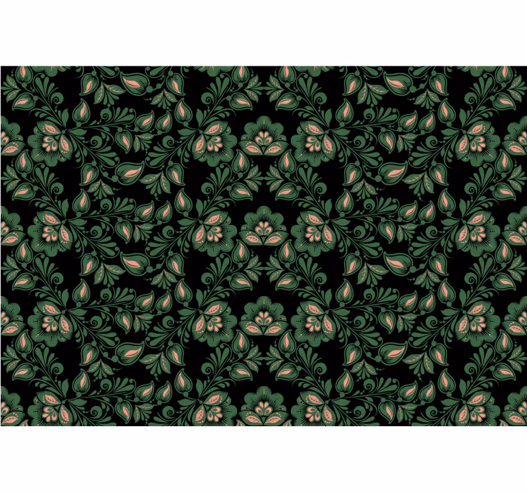 Toile noire fenêtre style floral russe - TenStickers