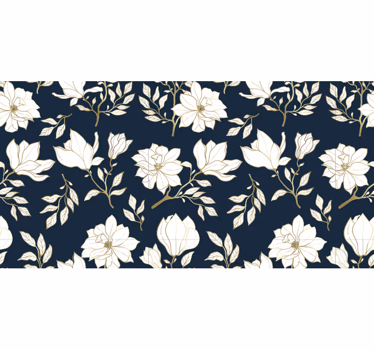 Toile noire fenêtre motif fleurs blanches - TenStickers