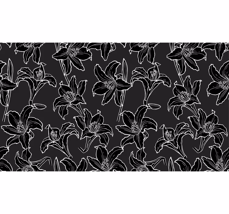 Toile noire fenêtre plantes noir et blanc - TenStickers