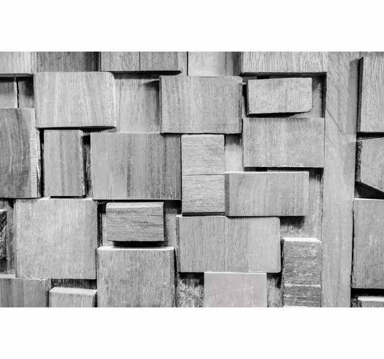 Toile fenêtre gris texture 3d planche bois foncé - TenStickers