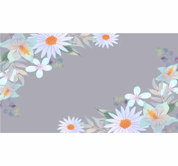 Toile fenêtre gris fleurs aquarelle grises et bleues - TenStickers