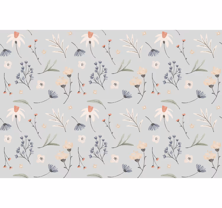 Toile fenêtre gris motif floral hamptons - TenStickers