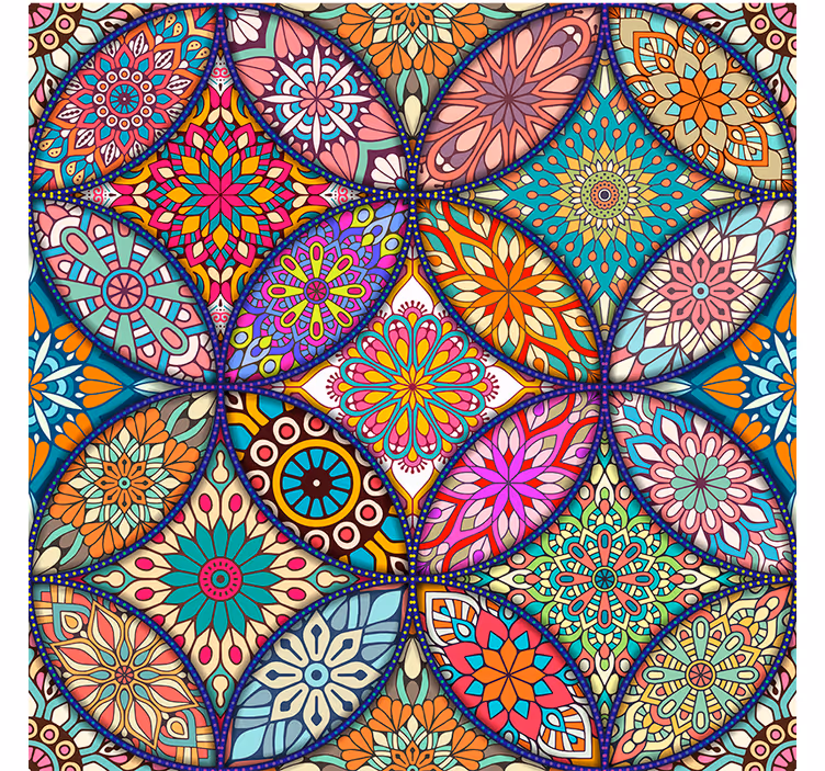 Toile fenêtre salle de bain mandalas colorés - TenStickers